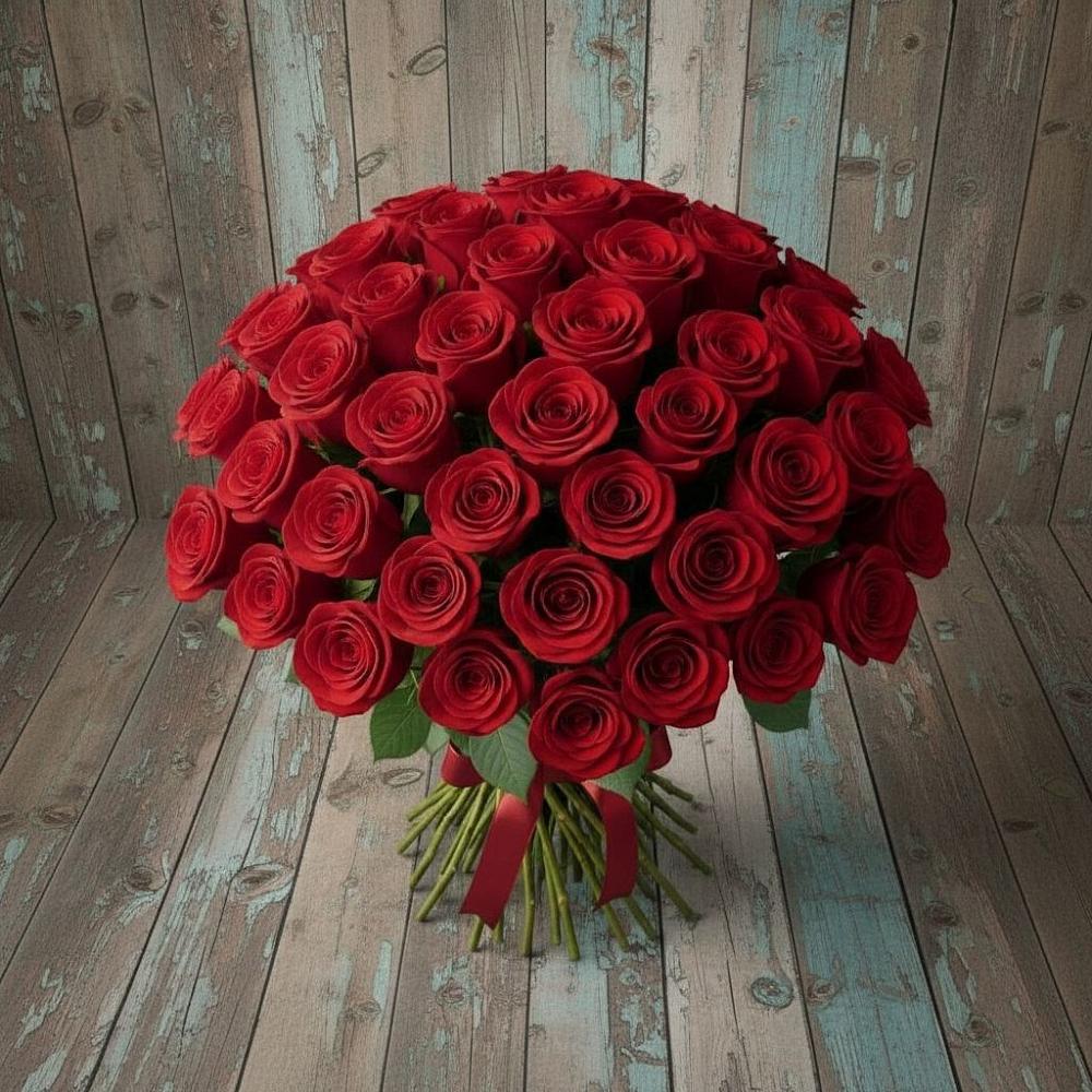Букет 55 Красных роз Фридом в Поддорье
