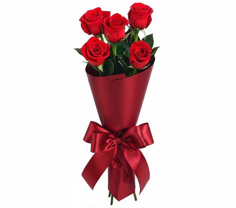 Букет 5 Красных роз Эдлесс Лав в Поддорье