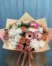 Букет цветов из:  Розы, Герберы и Хризантемы #REPLACE_PRED# Поддорье