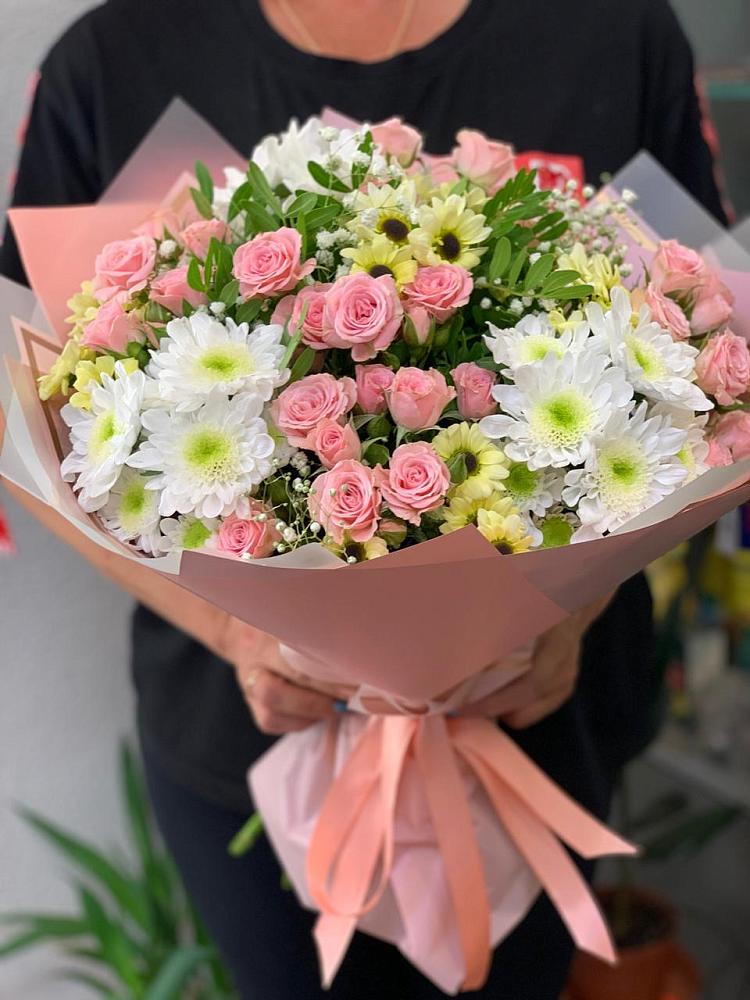 Букет цветов из: Розы и Хризантемы в Поддорье