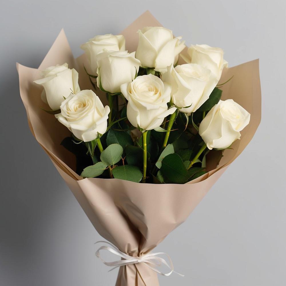 Букет 9 Белых роз Эдлесс Лав в Поддорье