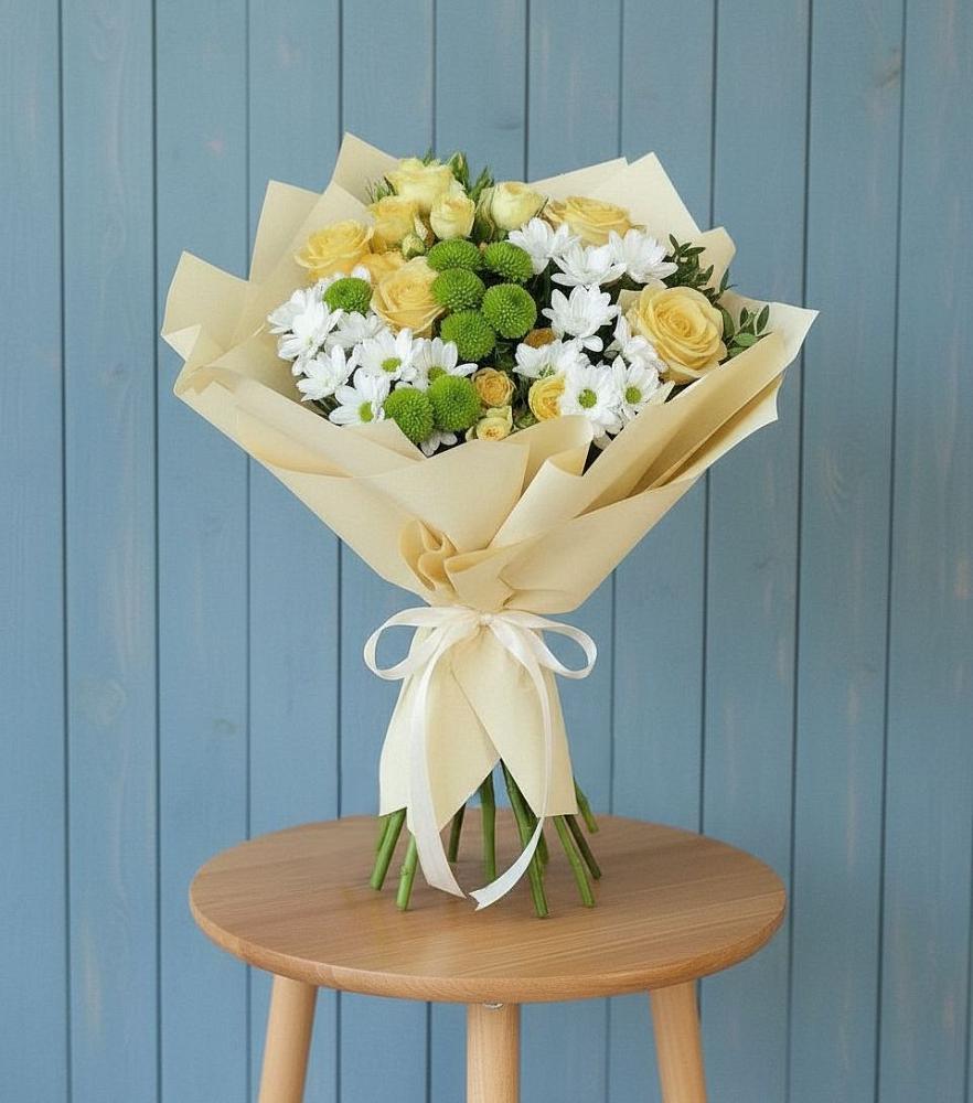 Букет цветов из: Хризантемы и Розы в Поддорье