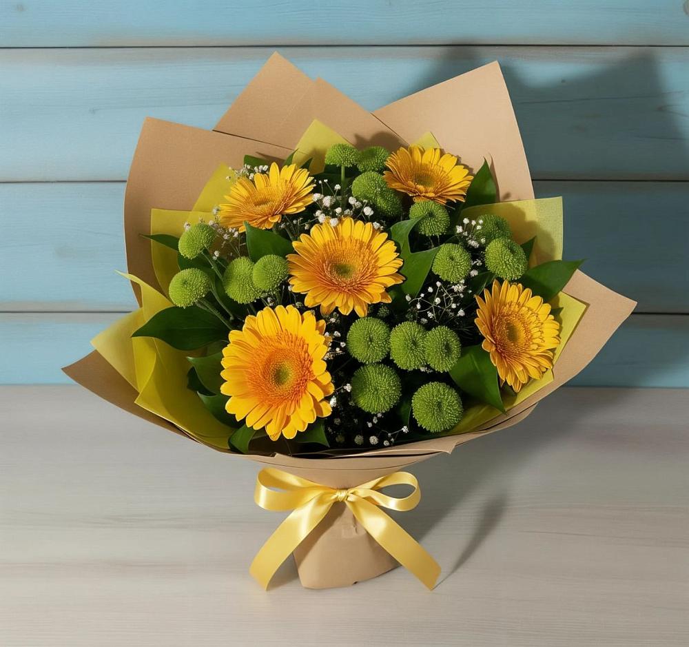 Букет цветов из: Герберы и Хризантемы в Поддорье