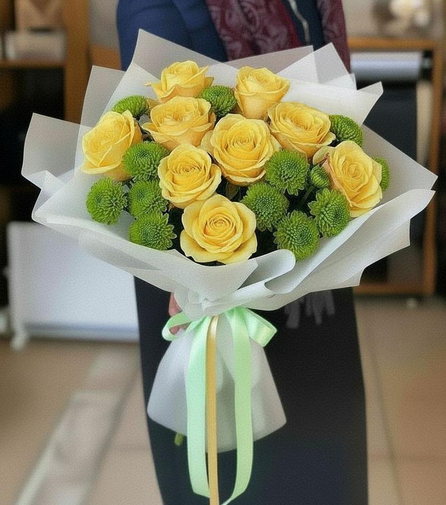 Букет цветов из: Хризантемы и Розы в Поддорье