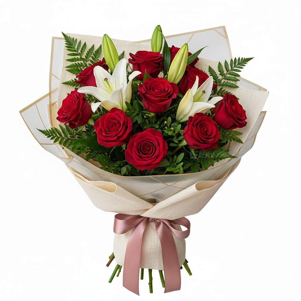 Букет цветов из: Лилии и Розы в Поддорье