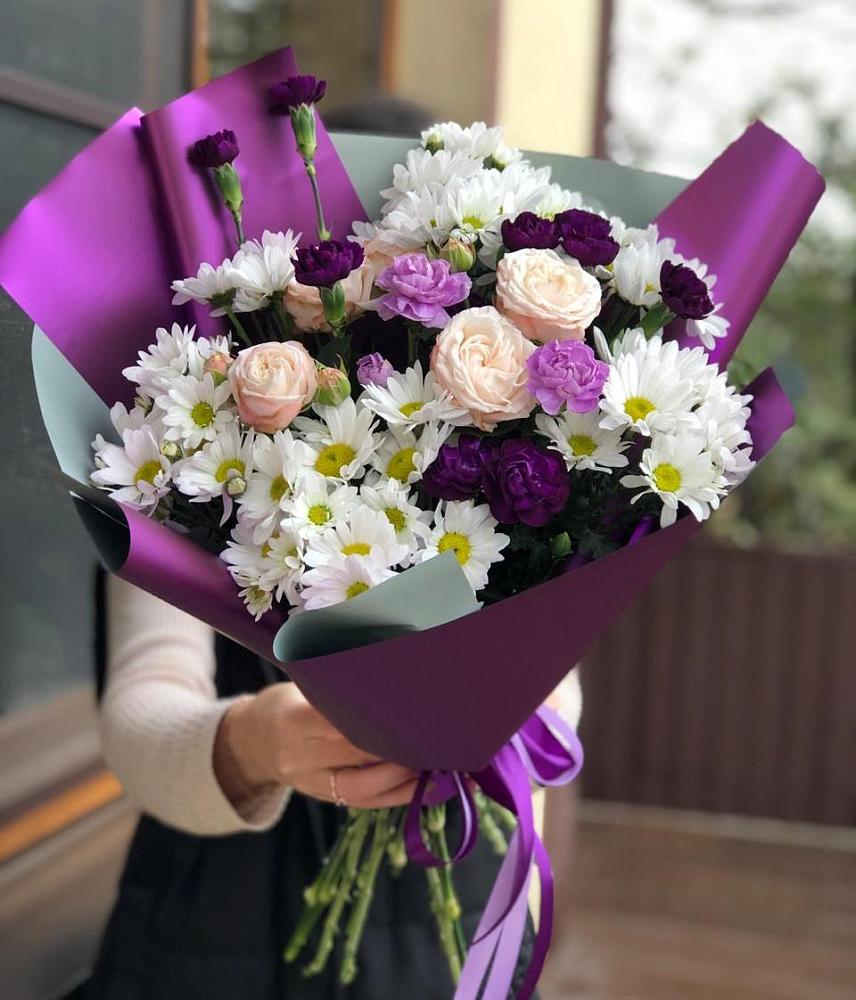 Букет цветов из: Хризантемы, Гвоздики и Розы в Поддорье