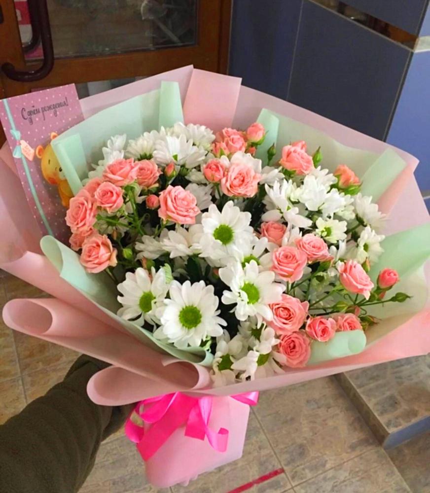 Букет цветов из: Розы и Хризантемы в Поддорье