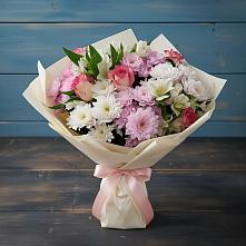 Букет цветов из:  Хризантемы, Альстромерии и Розы в Поддорье