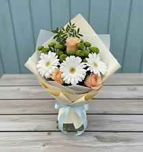 Букет цветов из:  Герберы, Розы и Хризантемы в Поддорье