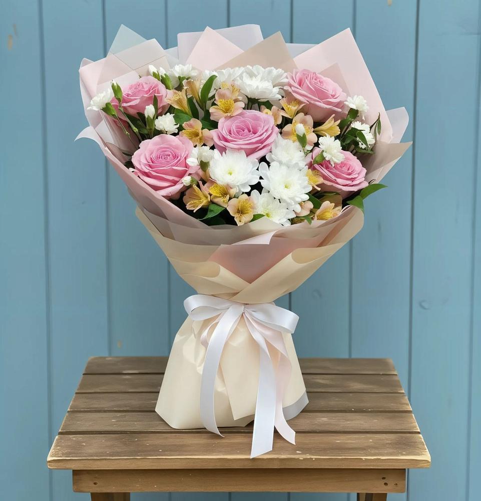 Букет цветов из: Гвоздики, Орхидеи и Розы в Поддорье