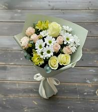 Букет цветов из:  Альстромерии, Розы и Хризантемы в Поддорье