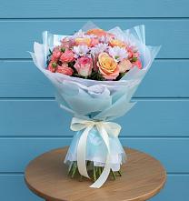 Букет цветов из:  Хризантемы и Розы в Поддорье