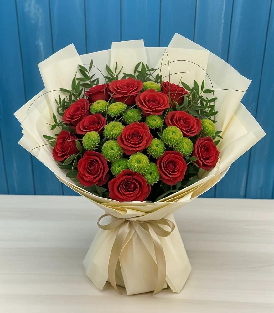 Букет цветов из: Розы и Хризантемы в Поддорье