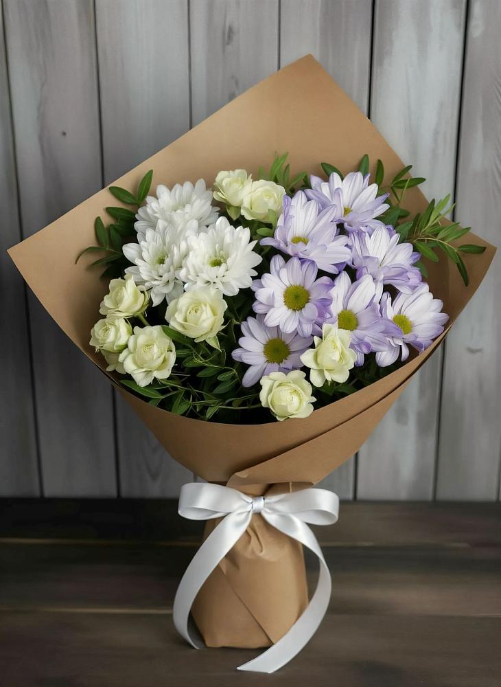Букет цветов из: Хризантемы и Розы в Поддорье
